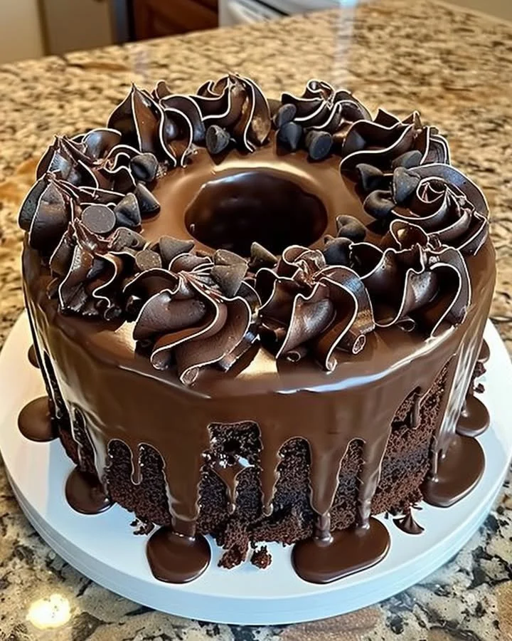 Decadent Fatal Chocolate Cake with rich chocolate frosting and decorations