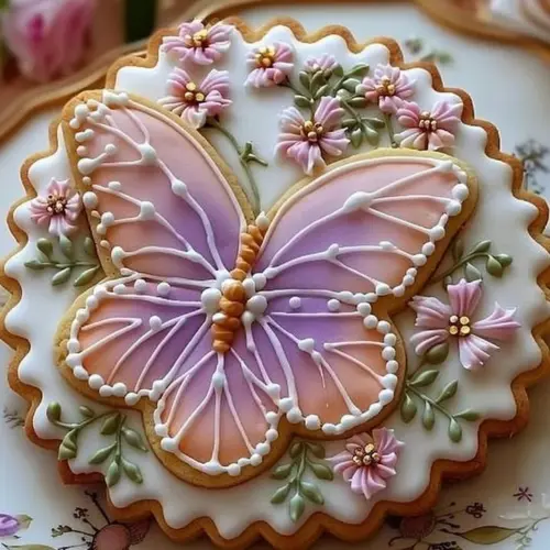 Floral Butter Cookies decorated with colorful icing designs