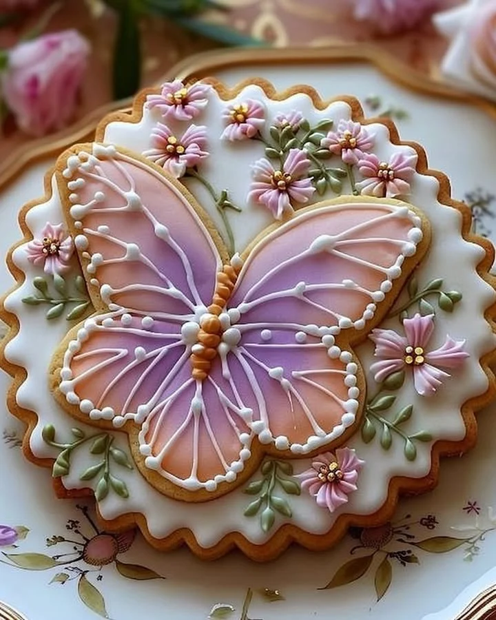 Floral Butter Cookies decorated with colorful icing designs