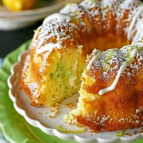 Lemon-Lime Infusion Cake topped with citrus glaze and zest
