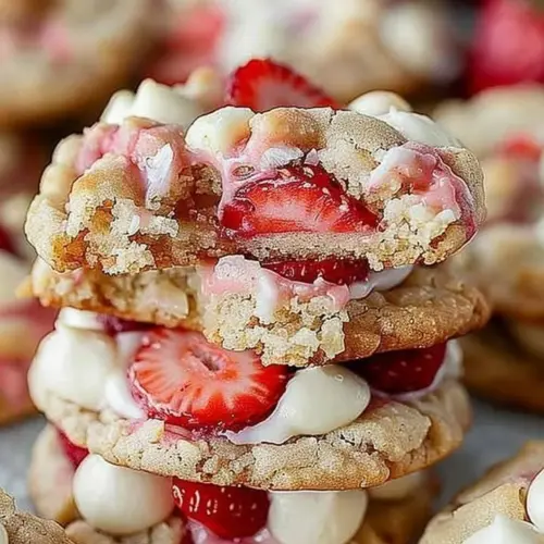 Delicious Strawberry Shortcake Cheesecake Cookies on a plate