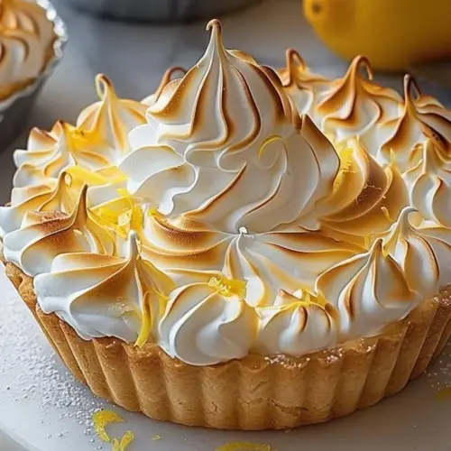 Delicious zesty lemon meringue tart with a fluffy meringue topping and buttery crust